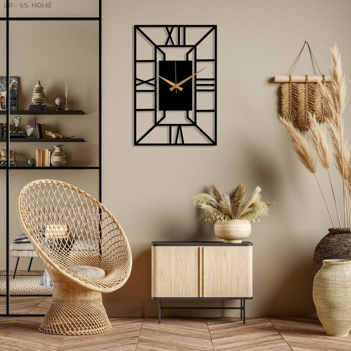 Rectangle Metal Wall Clock - BrossHome Metal Wall Art