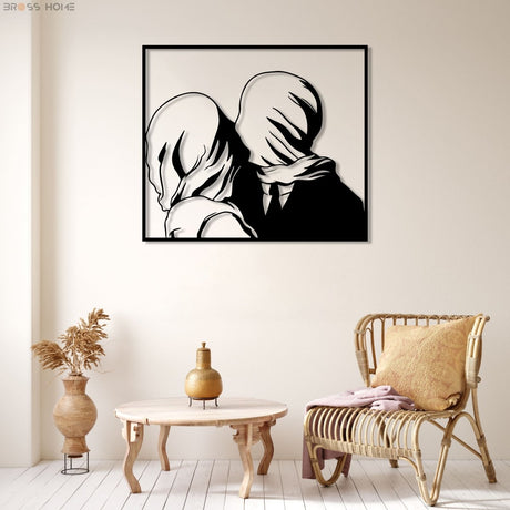 Rene Magritte The Lovers Metal Wall Art - BrossHome Metal Wall Art