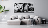 Retro Attractive Woman Car Line Art - BrossHome Metal Wall Art