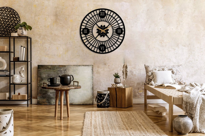 Roman Numeral Wall Clock - BrossHome Metal Wall Art