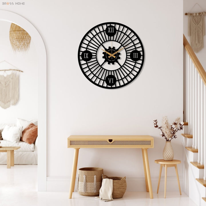 Roman Numeral Wall Clock - BrossHome Metal Wall Art