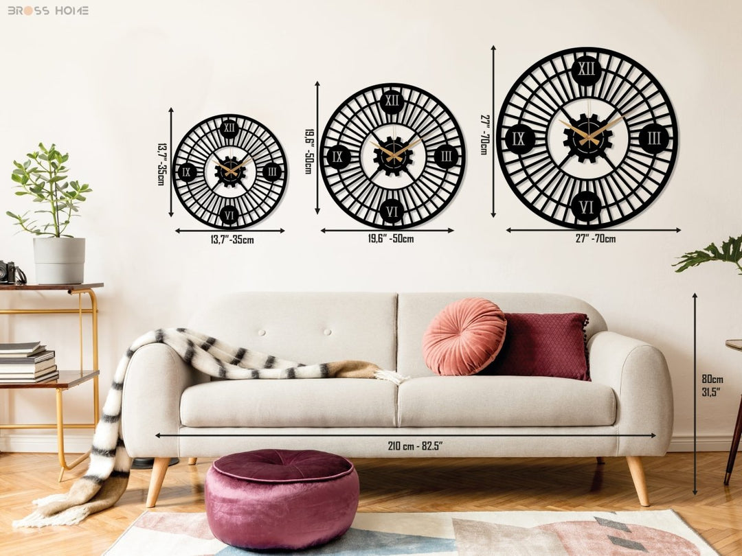 Roman Numeral Wall Clock - BrossHome Metal Wall Art