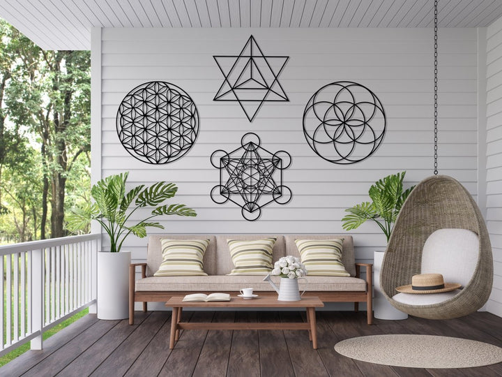 Sacred Geometry Metal Wall Art Set of 4 - BrossHome Metal Wall Art