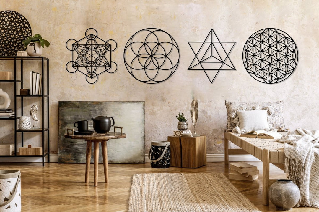 Sacred Geometry Metal Wall Art Set of 4 - BrossHome Metal Wall Art