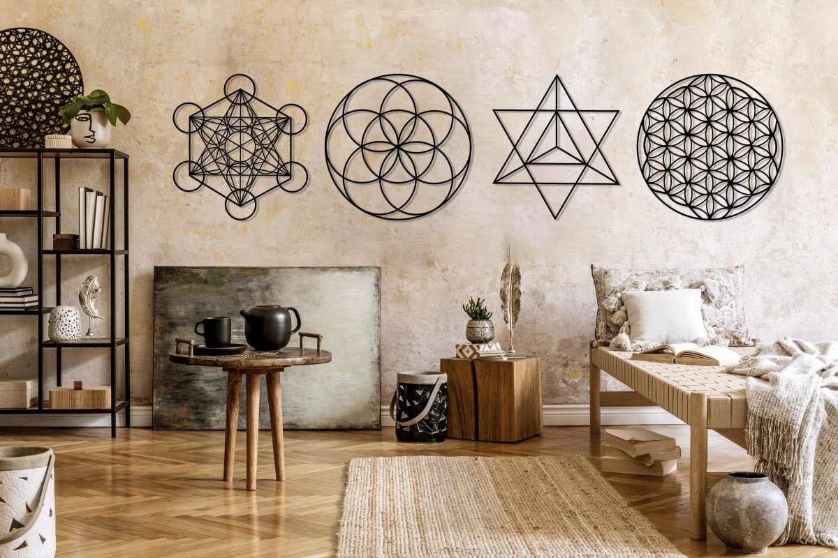 Sacred Geometry Metal Wall Art Set of 4 - BrossHome Metal Wall Art
