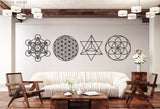 Sacred Geometry Metal Wall Art Set of 4 - BrossHome Metal Wall Art