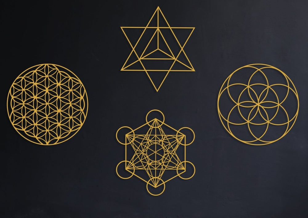 Sacred Geometry Metal Wall Art Set of 4 - BrossHome Metal Wall Art