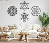 Sacred Geometry Metal Wall Art Set of 4 - BrossHome Metal Wall Art