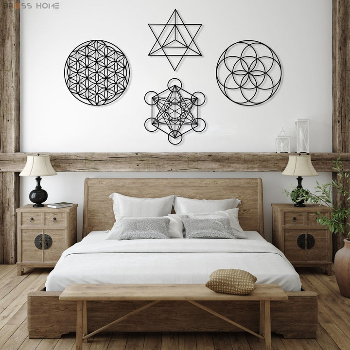 Sacred Geometry Metal Wall Art Set of 4 - BrossHome Metal Wall Art