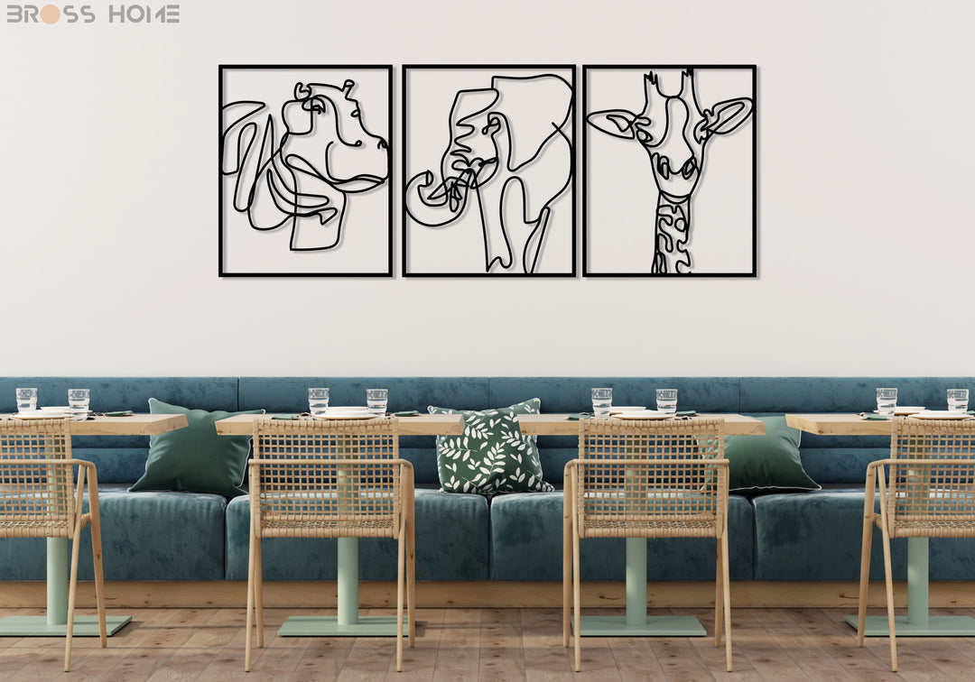 Safari Animals Line Art - BrossHome