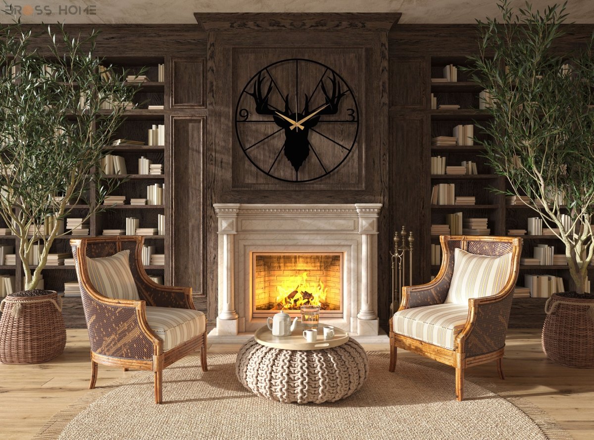 Stag Head Wall Clock - BrossHome Metal Wall Art