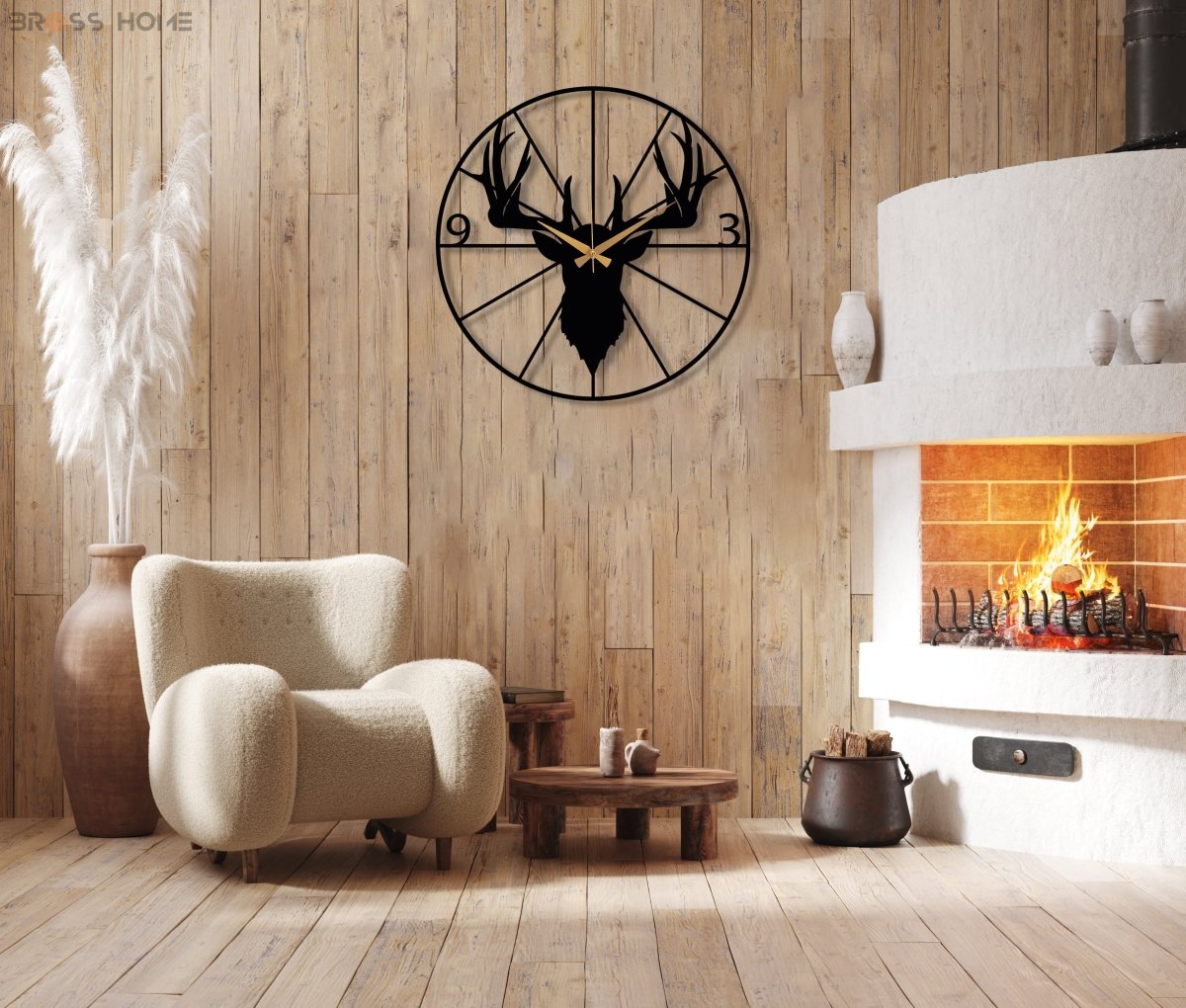 Stag Head Wall Clock - BrossHome Metal Wall Art