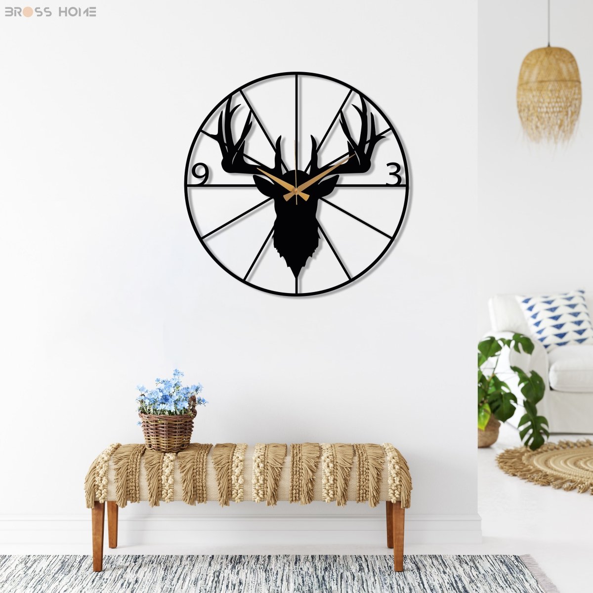 Stag Head Wall Clock - BrossHome Metal Wall Art