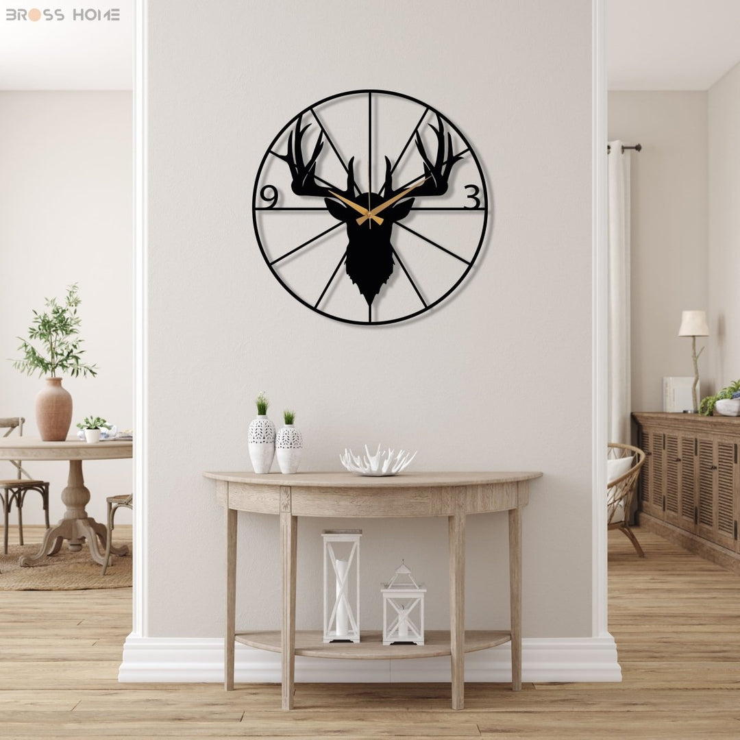 Stag Head Wall Clock - BrossHome Metal Wall Art
