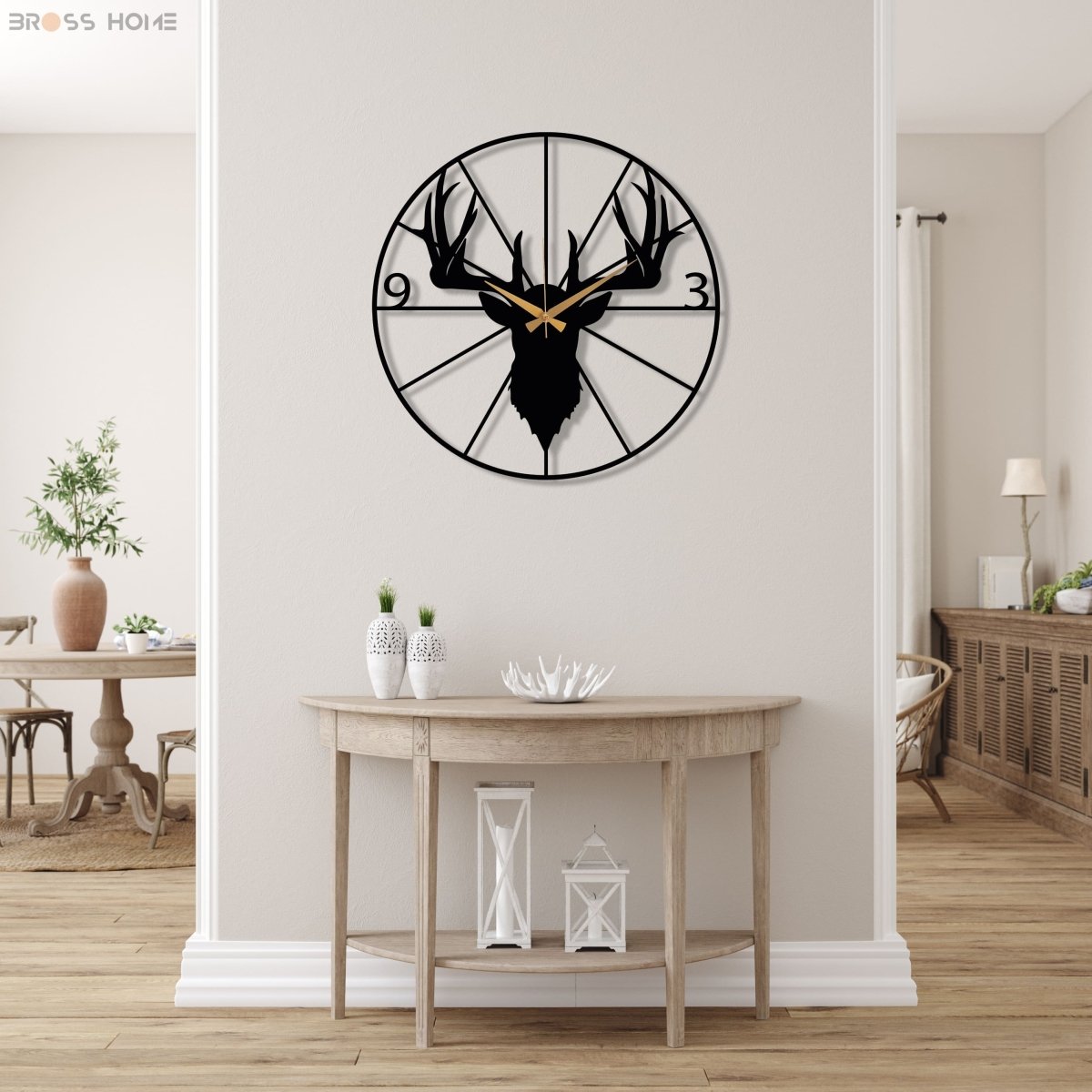 Stag Head Wall Clock - BrossHome Metal Wall Art
