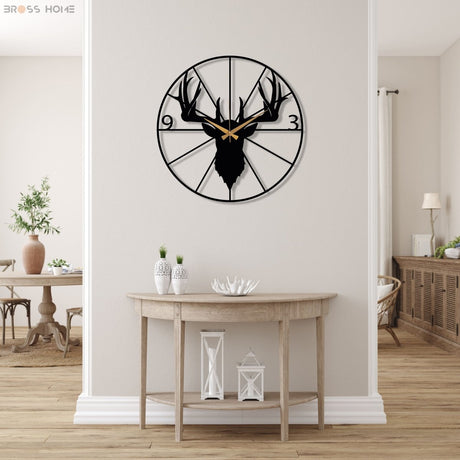 Stag Head Wall Clock - BrossHome Metal Wall Art