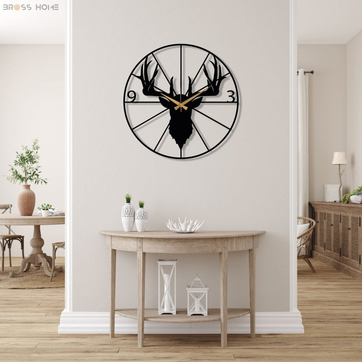 Stag Head Wall Clock - BrossHome Metal Wall Art