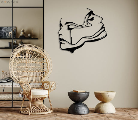 Two Women Face Metal Wall Art - BrossHome Metal Wall Art