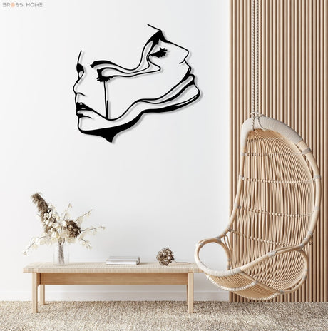 Two Women Face Metal Wall Art - BrossHome Metal Wall Art