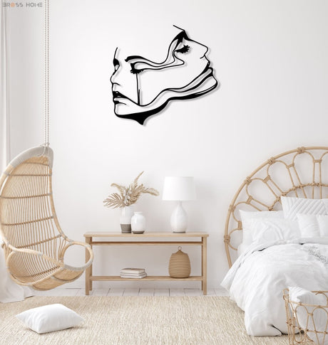 Two Women Face Metal Wall Art - BrossHome Metal Wall Art