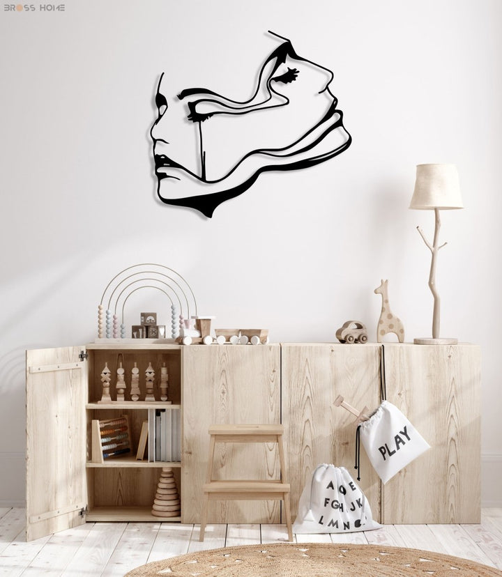 Two Women Face Metal Wall Art - BrossHome Metal Wall Art