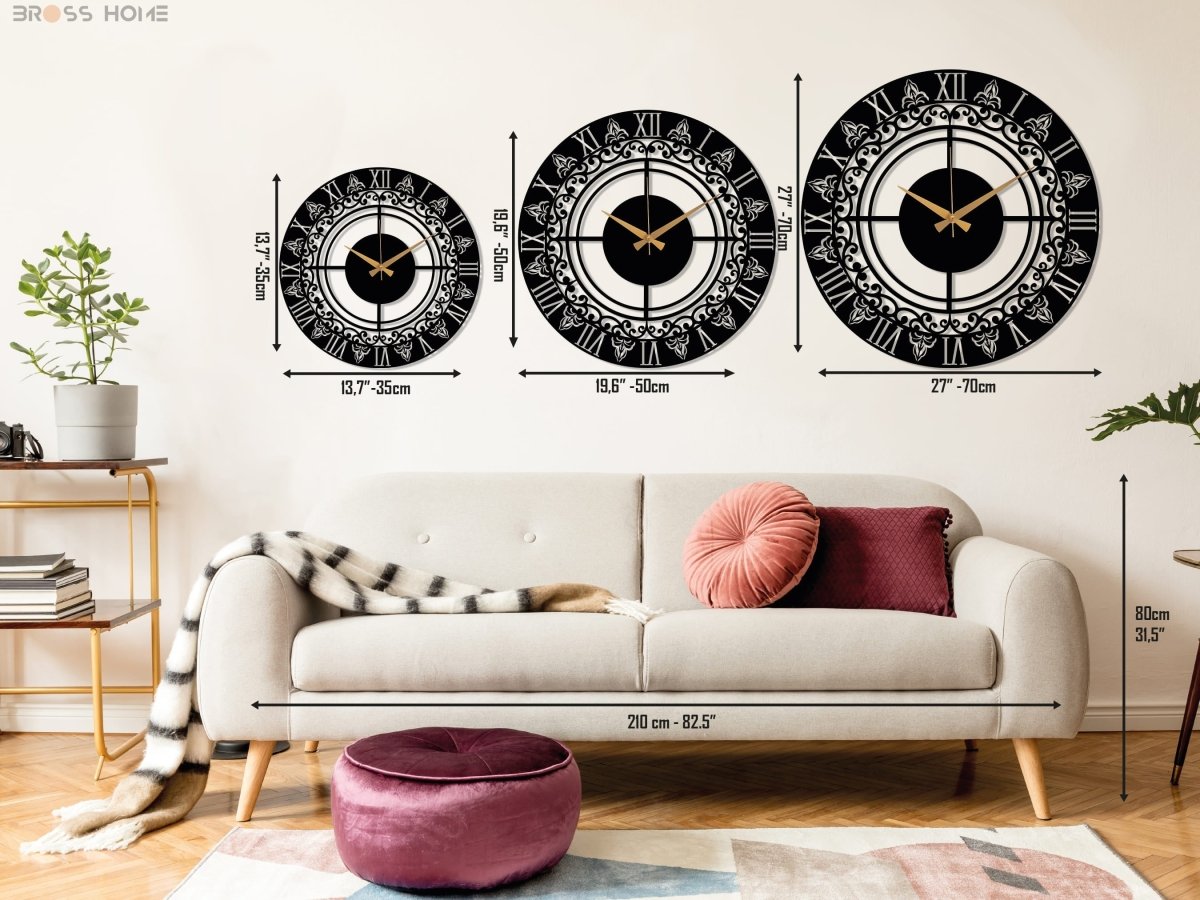 Vintage Roman Numeral Clock - BrossHome Metal Wall Art