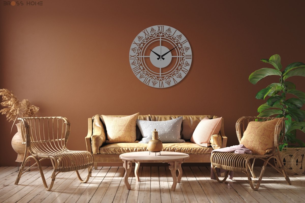 Vintage Roman Numeral Clock - BrossHome Metal Wall Art