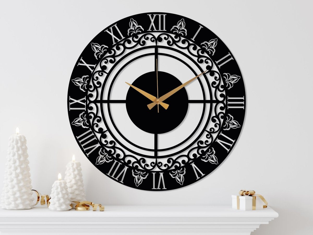 Vintage Roman Numeral Clock - BrossHome Metal Wall Art