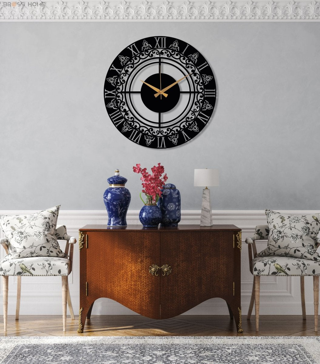 Vintage Roman Numeral Clock - BrossHome Metal Wall Art