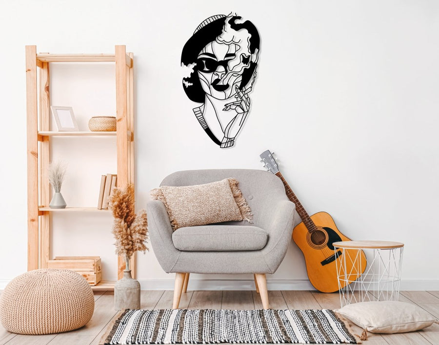 Woman Smoking Wall Art - BrossHome Metal Wall Art